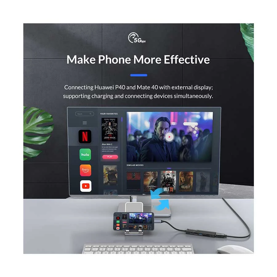 Orico Type-C Male to HDMI, Dual USB, SD, TF & Type-C (PD) Female Cable / Converter / HUB Price in BD