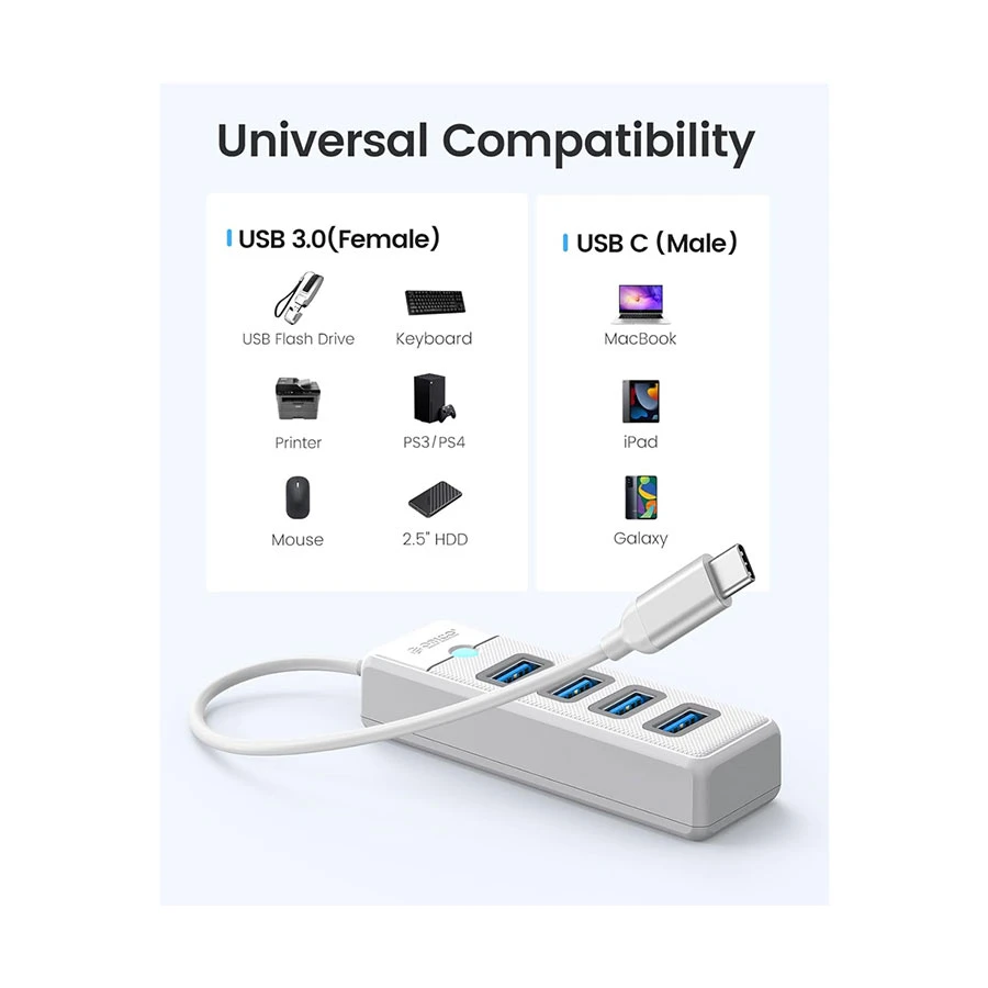 Orico Type-C Male to Quad USB 3.0 Female Cable / Converter / HUB specifications
