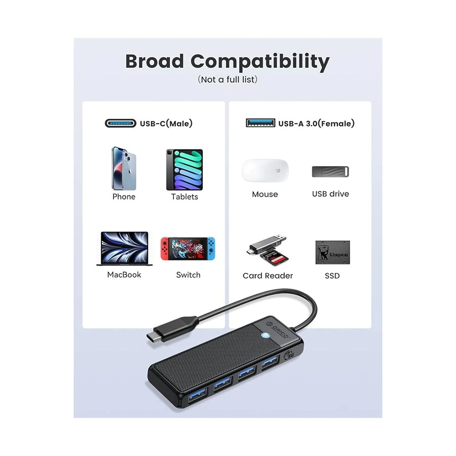 Orico Type-C Male to Quad USB Female Cable / Converter / HUB in BD