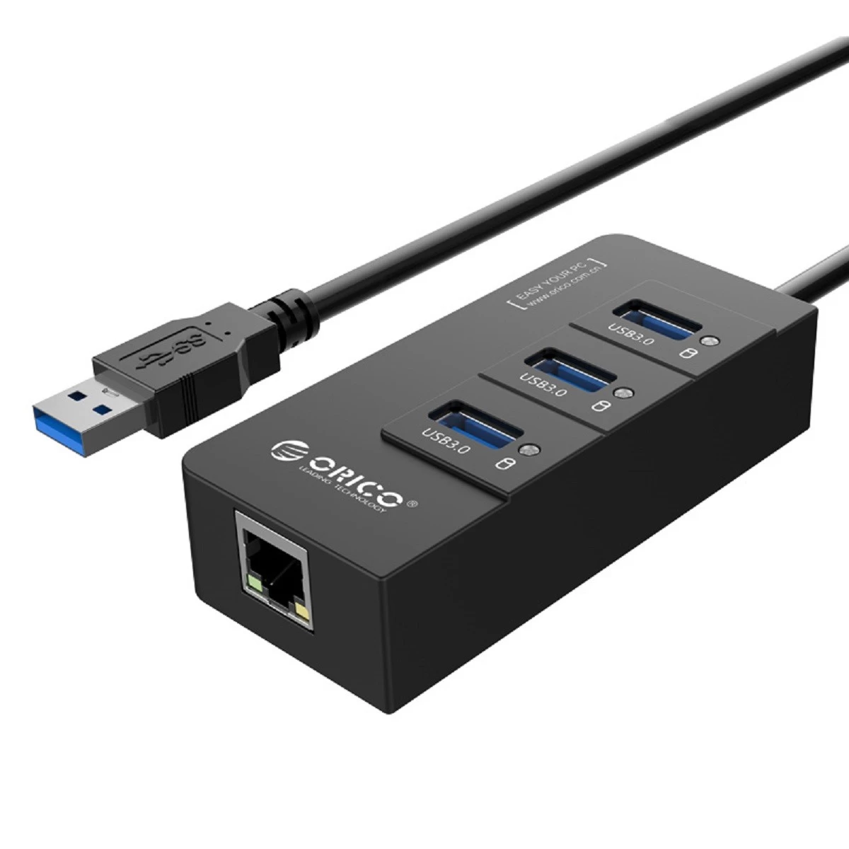 Orico USB Male to Tri & LAN Female USB Converter