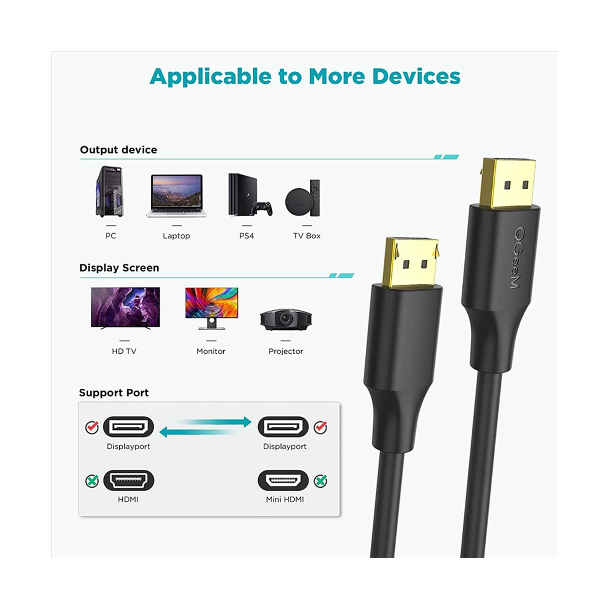QGeeM Qgeem DisplayPort Male to All Brands Price in Bangladesh