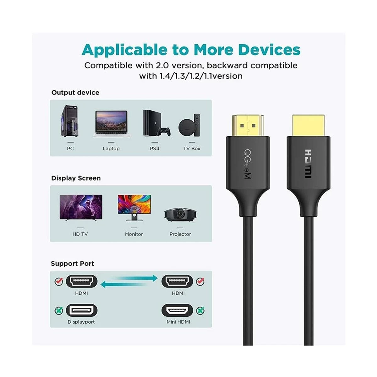 Qgeem HDMI Male to HDMI Cable in BD