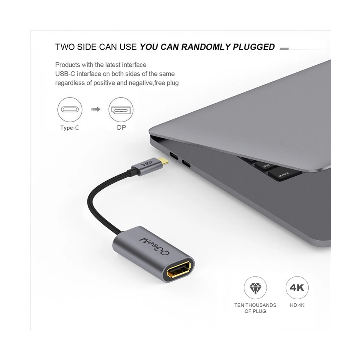 Qgeem Type-C Male to DisplayPort Female Type-C Converter