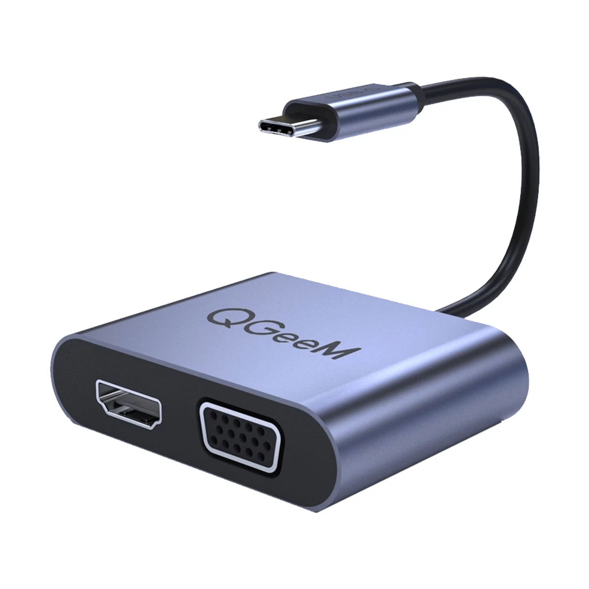 Qgeem Type-C Male to HDMI & VGA Female Type-C Converter