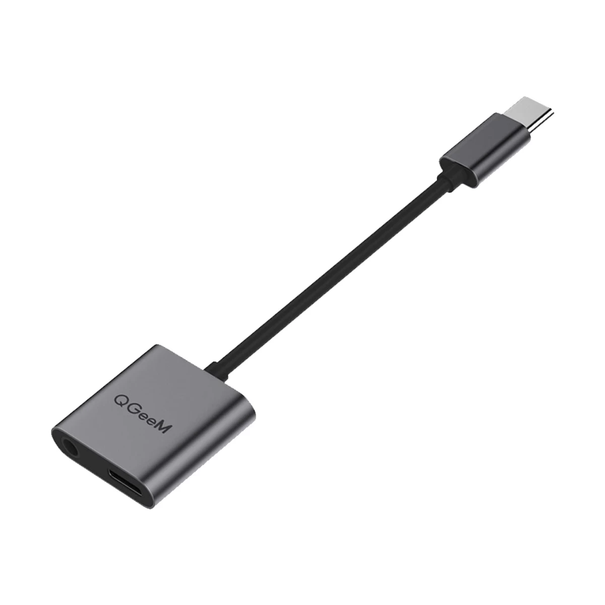 Qgeem QG-UH02-2 Type-C Male to PD Charger & 3.5mm Audio Female Type-C Converter