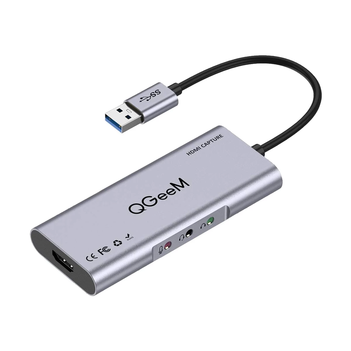 Qgeem USB Male to HDMI & Tri 3.5mm Female USB Converter