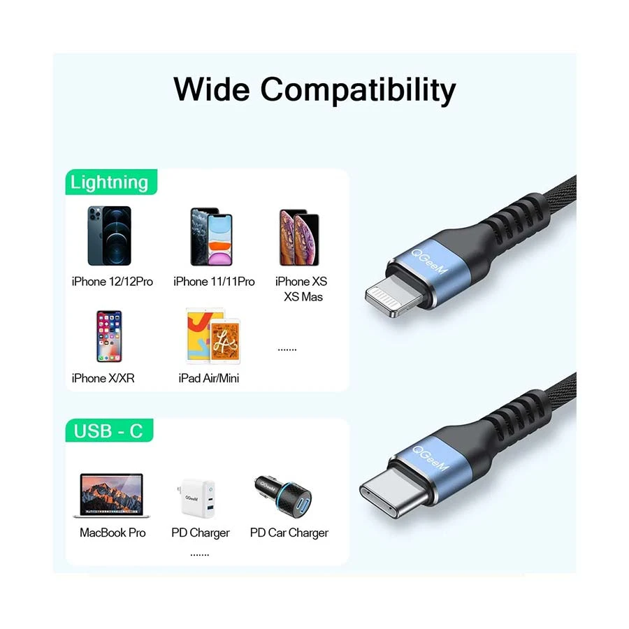 QGeeM Qgeem USB Type-C Male to Lightning USB Cable in BD