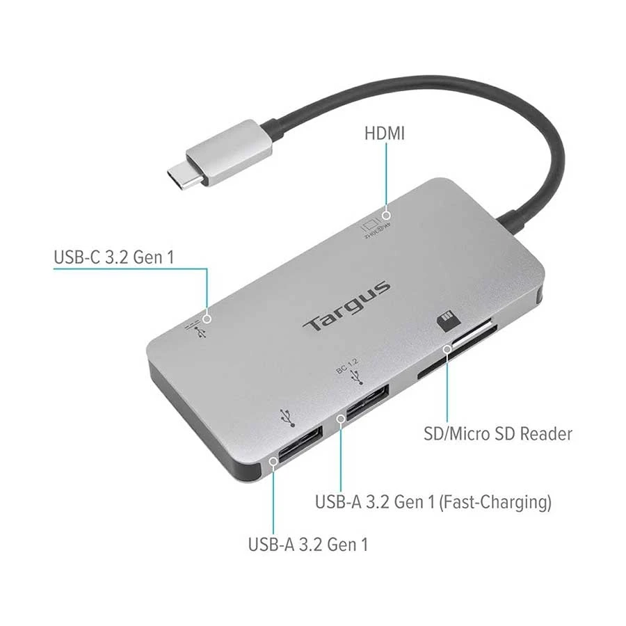 Targus Type-C Male to SD, MicroSD, HDMI, Type-C & Dual USB Female Type-C Converter Price in BD