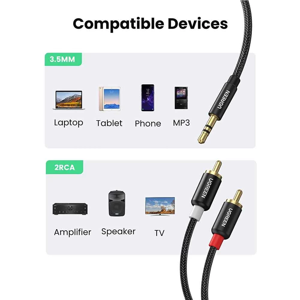 Ugreen AV116 3.5mm Male to 2 RCA Male Audio Cable