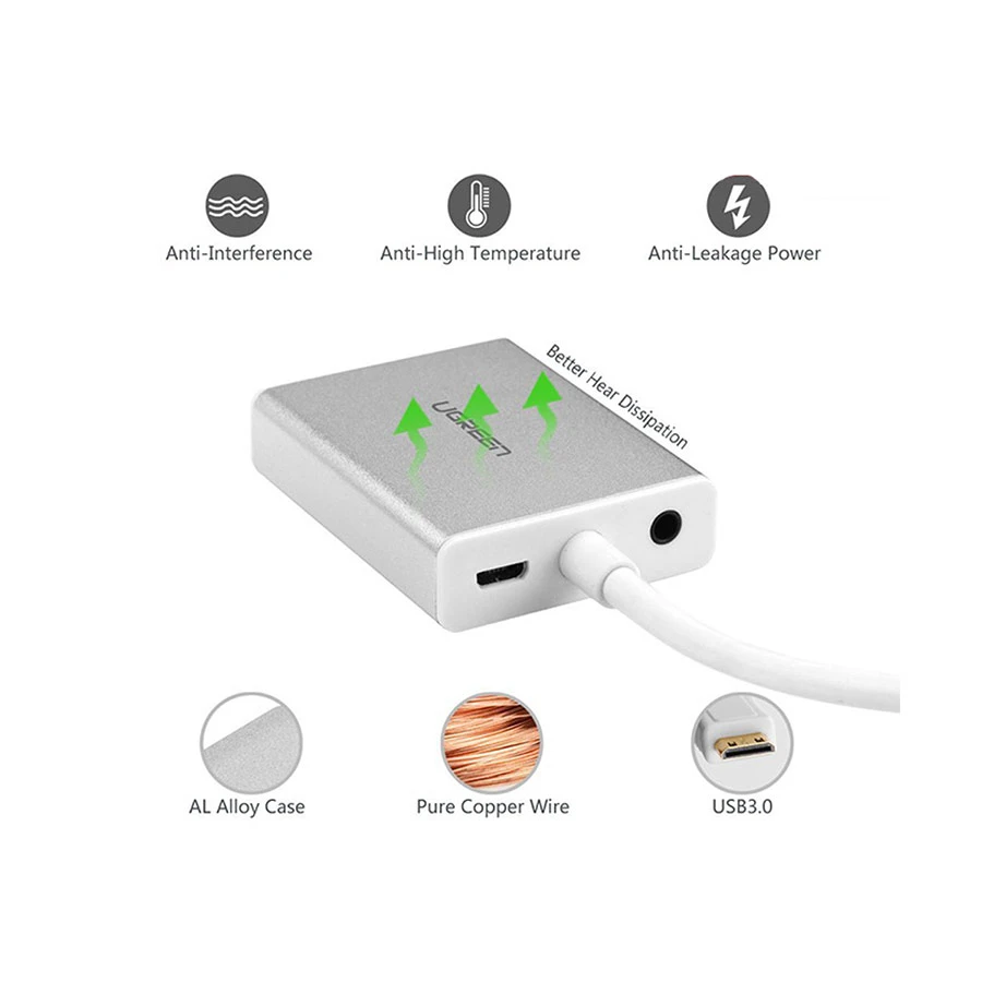 Ugreen 40217 Mini HDMI to VGA & 3.5mm Converter HDMI Converter in BD