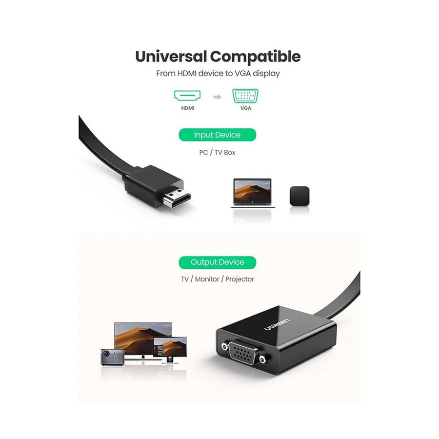 Ugreen 40248 HDMI Male to VGA, 3.5mm & Type-C Female HDMI Converter specifications