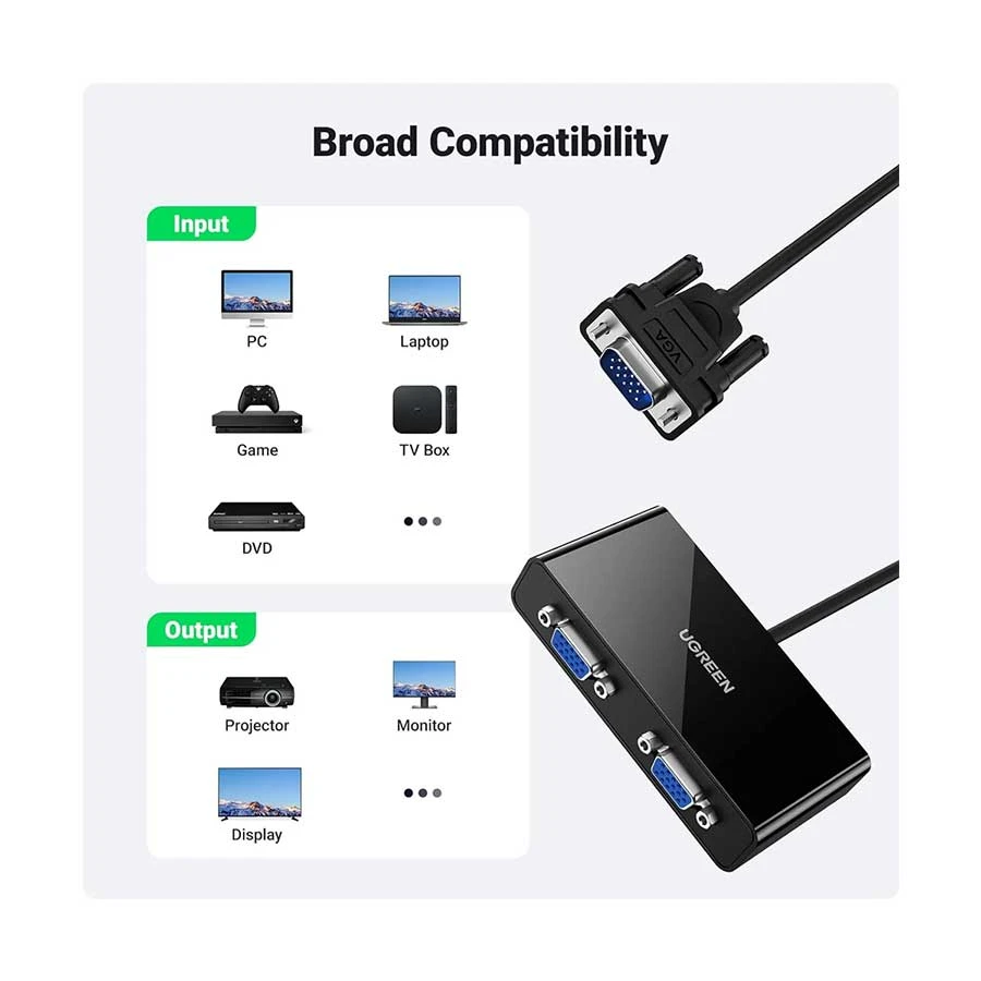 Ugreen 40254 VGA Male to Dual Female Cable / Converter / HUB Price in BD
