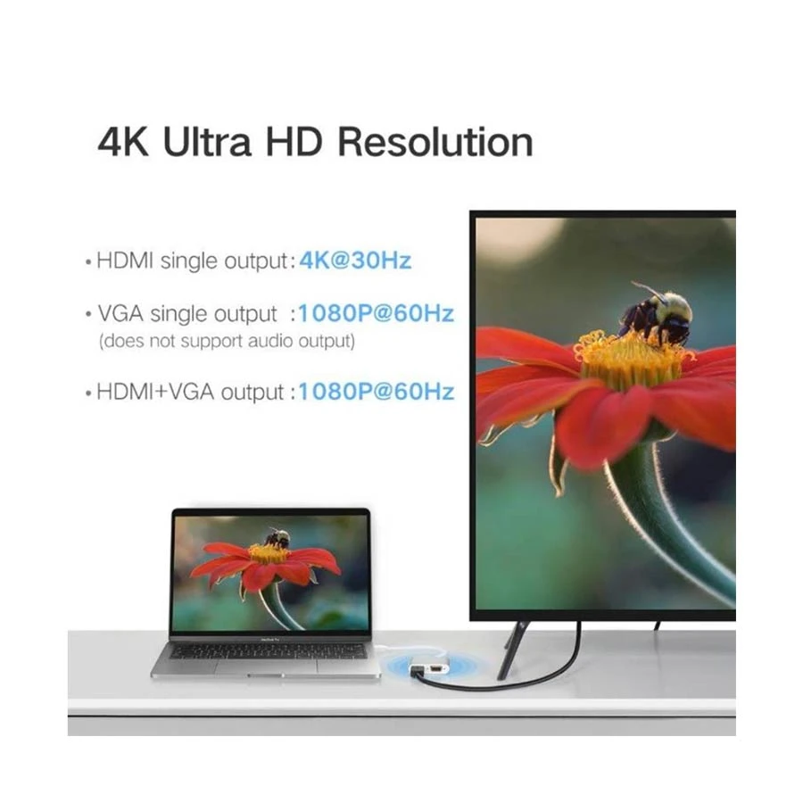 Ugreen 50505 Type-C to HDMI, VGA, USB 3.0 & Type-C Type-C Converter Price in BD
