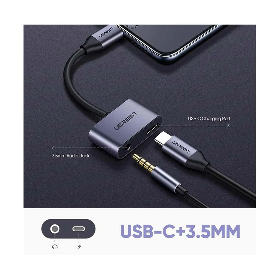 Ugreen 50596 Type-C to 3.5mm Audio + Female Type-C Converter in BD