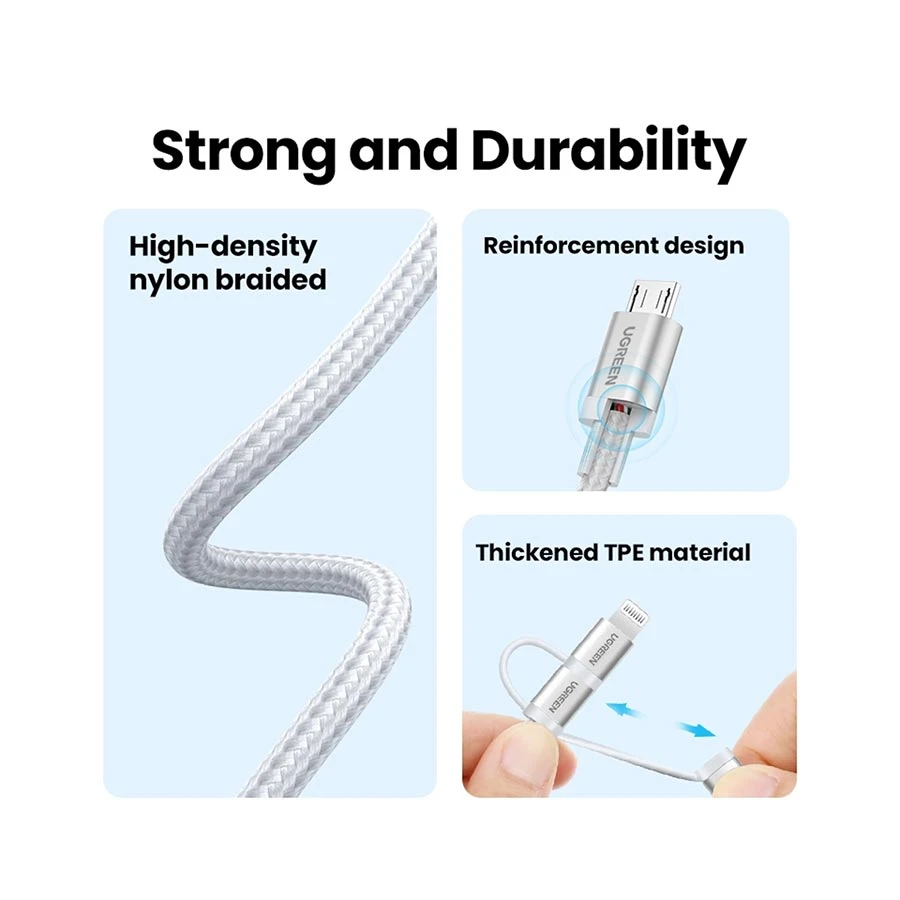 UGREEN Ugreen 80825 USB Male to Micro USB, Lightning & Type-C USB Cable Best Price