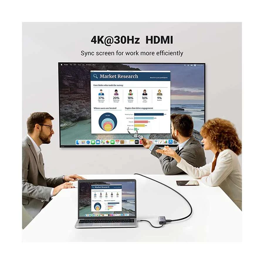 Ugreen 90568 Type-C Male to USB 3.0, HDMI, USB C, LAN, SD & TF Type-C Converter Price in BD