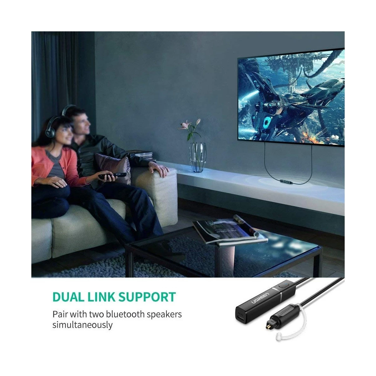 Ugreen Bluetooth 4.2 Transmitter with Digital Optical Toslink Bluetooth Adapter in BD
