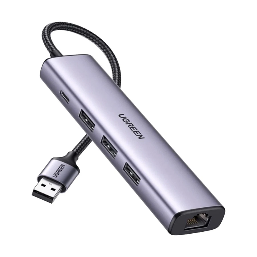 Ugreen CM475 USB Male to Tri 3.0, Type-C & Lan Female Cable / Converter / HUB