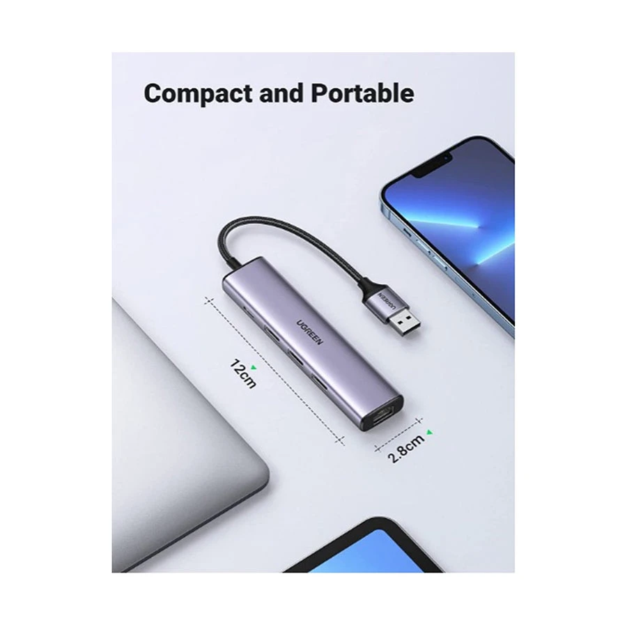 Ugreen CM475 USB Male to Tri USB 3.0, Type-C & Lan Female Cable / Converter / HUB Price in BD
