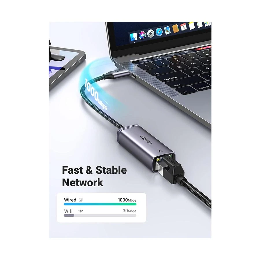 Ugreen CM483 Type-C Male to LAN Female Cable / Converter / HUB Price in Bangladesh