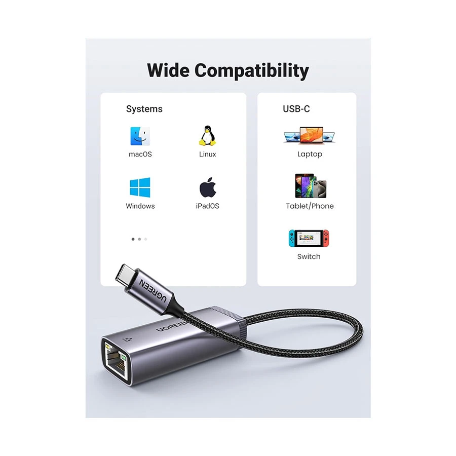 Ugreen CM483 Type-C Male to LAN Female Cable / Converter / HUB Price in BD