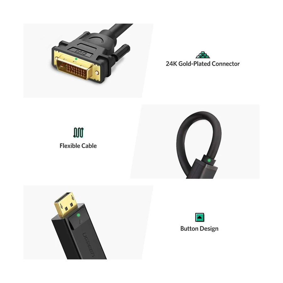 Ugreen DP103 DisplayPort Male to DVI Cable / Converter / HUB Best Price