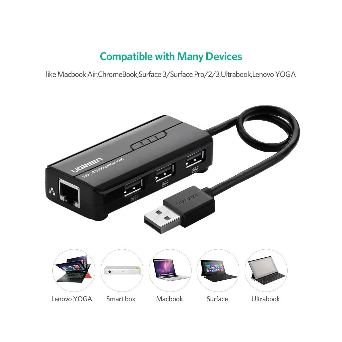 UGREEN Ugreen 20264 USB Male to 3 2.0 & LAN Female USB Converter specifications