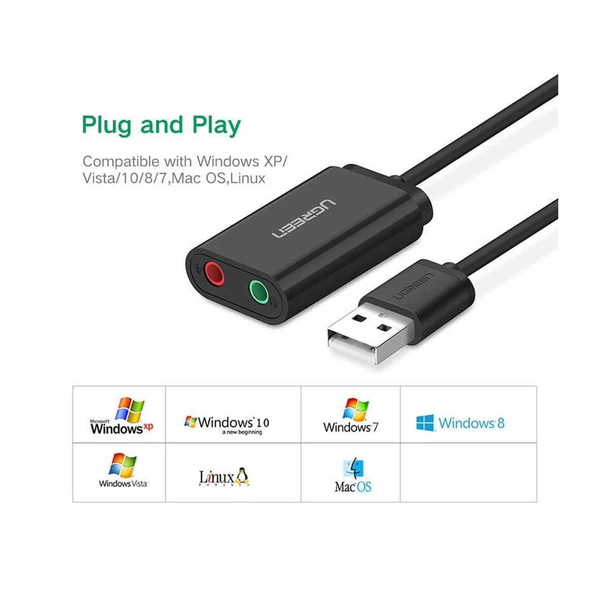 Ugreen 30724 USB to Dual 3.5mm USB Converter Price in Bangladesh