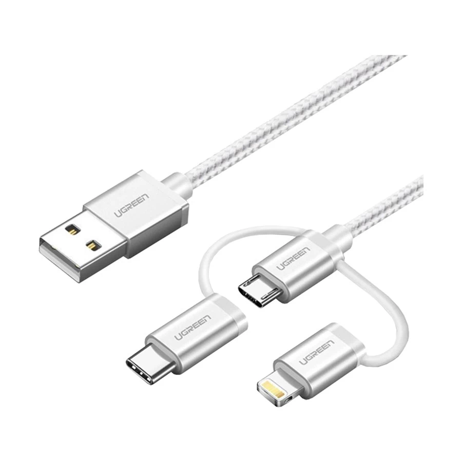 UGREEN Ugreen 80825 USB Male to Micro USB, Lightning & Type-C USB Cable