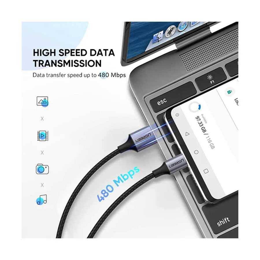 Ugreen 60127 USB Male to Type-C USB Cable in BD