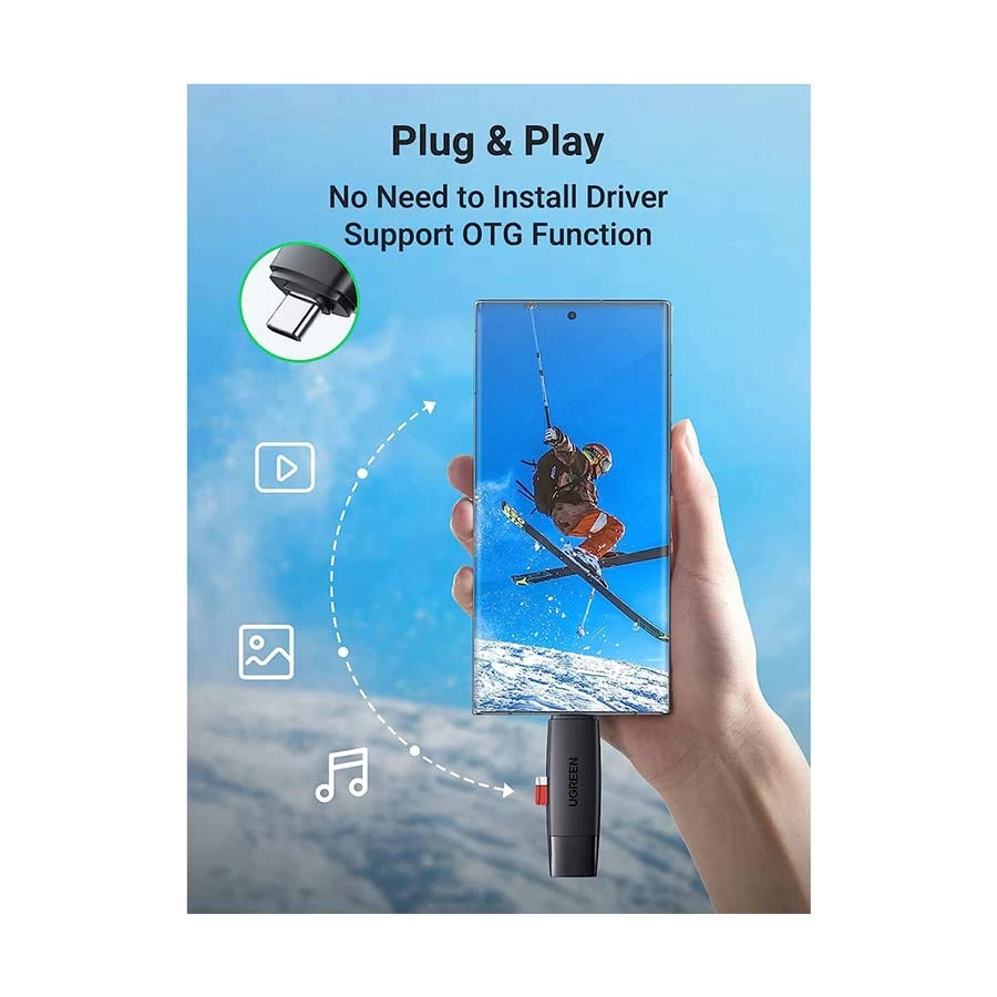 Ugreen 80191 USB Type-C & Male to SD/Micro SD/MMC Micro/RS MMC Card Reader in BD
