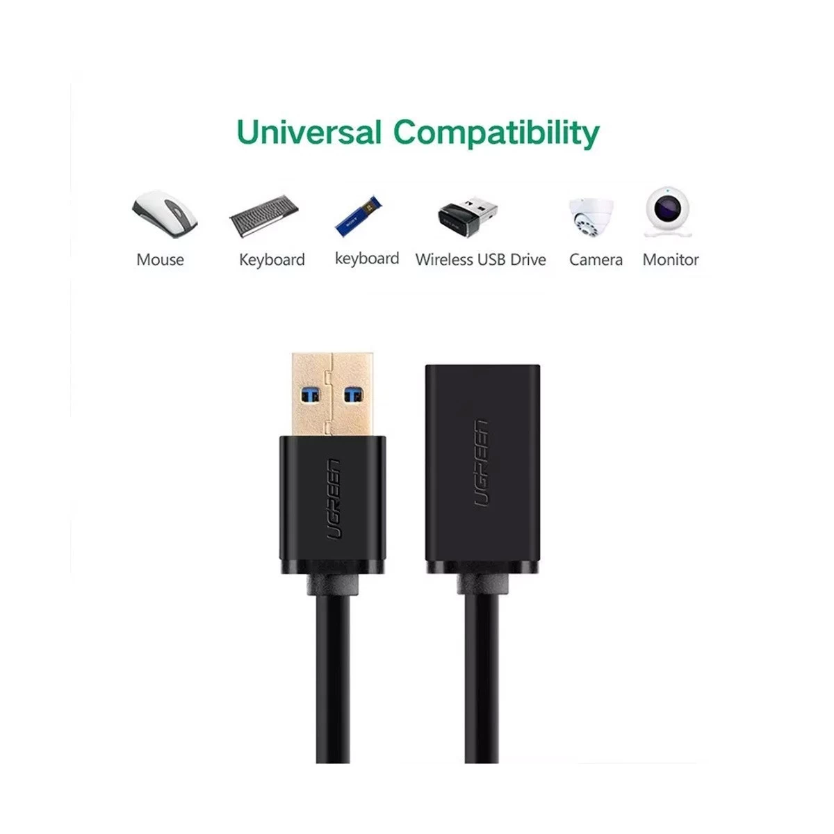 UGREEN Ugreen 10373 USB A Male to Female Flat USB Cable in BD