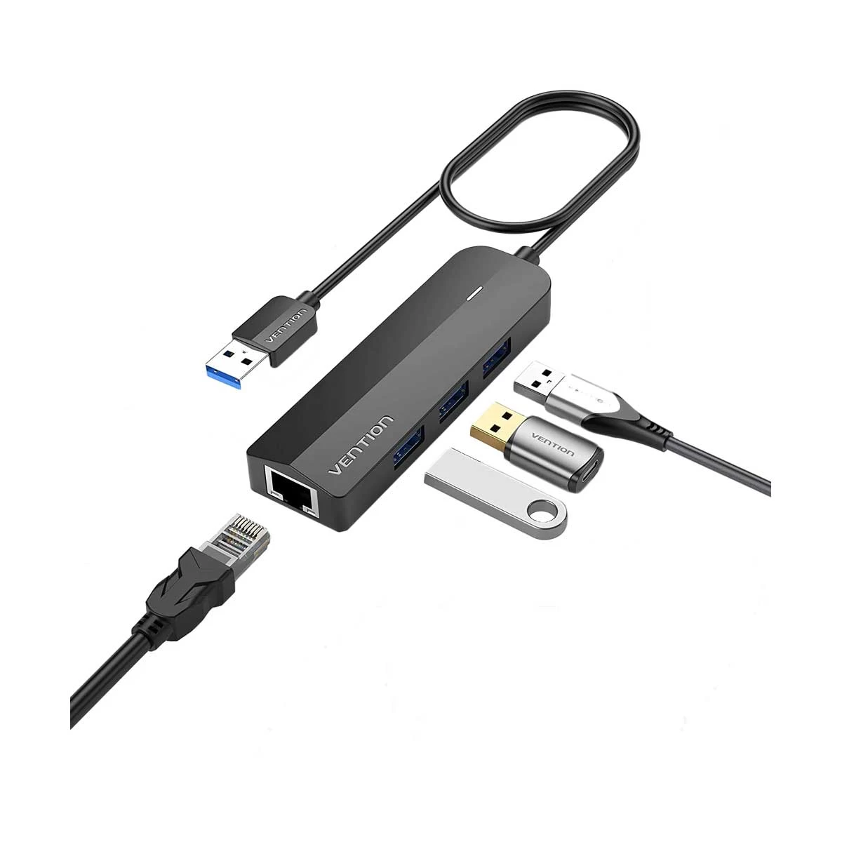 Vention CHNBB USB Male to Tri & LAN Female Cable / Converter / HUB Price in Bangladesh