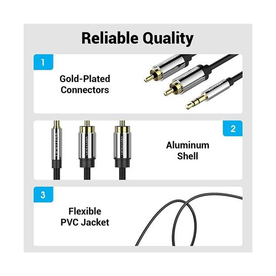 Vention BCFBL 3.5mm Male to 2 RCA Audio Cable in BD