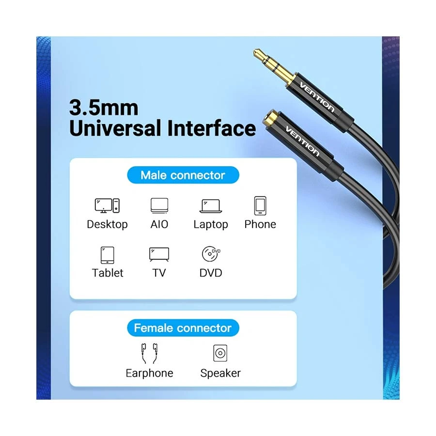 Vention BBZBH 3.5mm Male to Female Audio Cable specifications