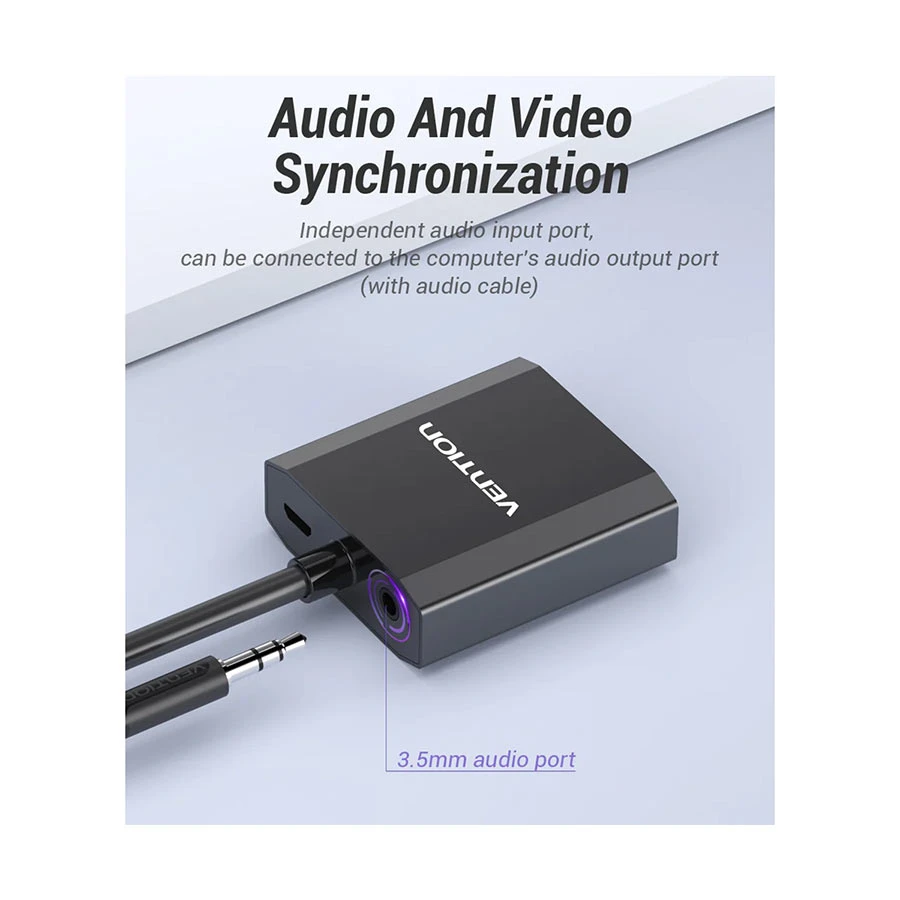 Vention ACEB0 VGA Male to HDMI, 3.5mm Audio & Micro USB Female Cable / Converter / HUB features