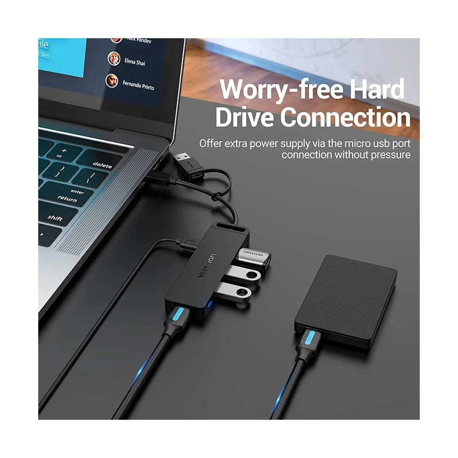 Vention CHTBB USB & Type-C to Micro USB & Quad USB USB HUB