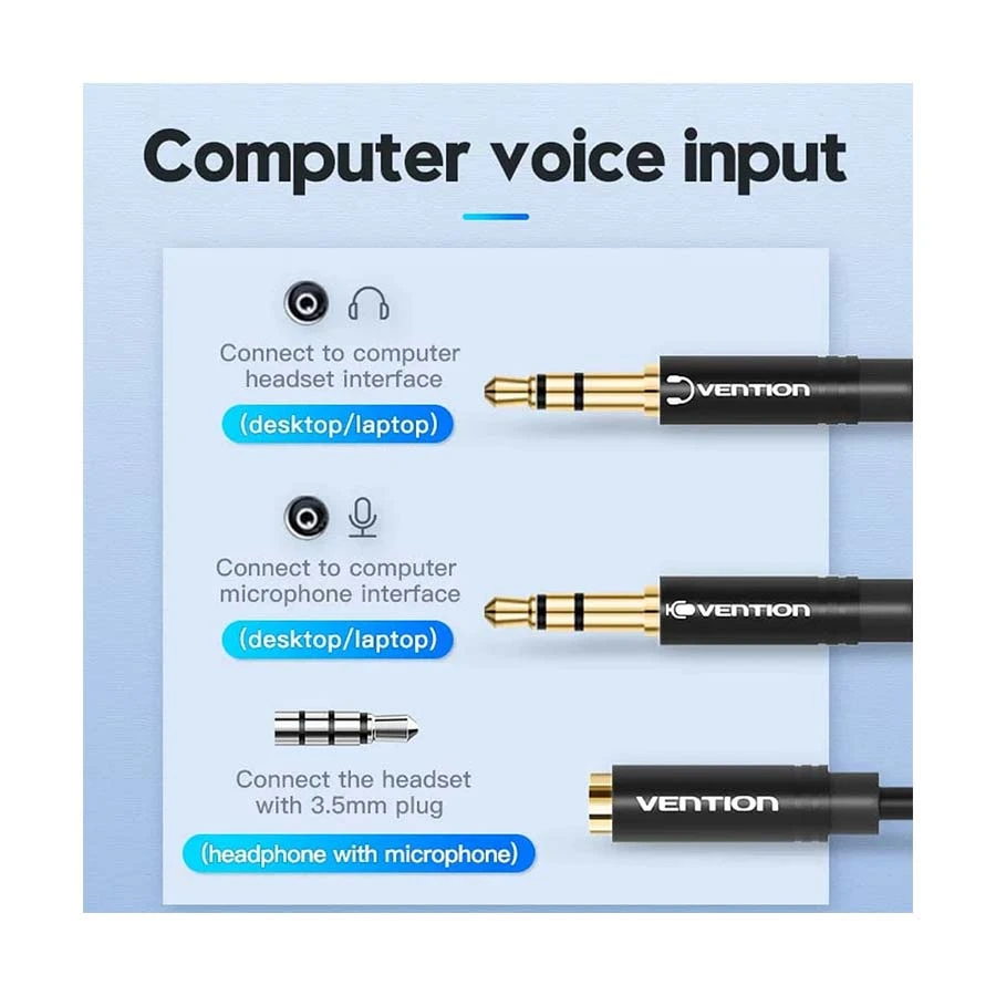 Vention Dual 3.5mm Male to Female Cable / Converter / HUB Price in Bangladesh