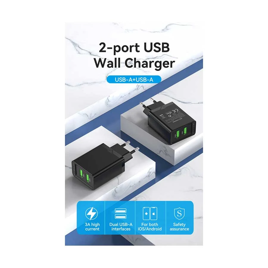 Vention FBAB0-EU 2-Port USB 18W Wall Charger Price in Bangladesh