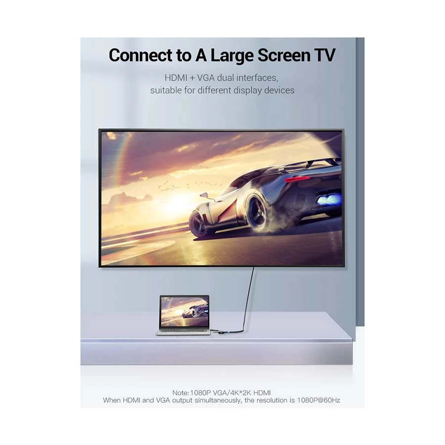 Vention TFAHB Type-C Male to HDMI, VGA, USB 3.0, PD Type-C Converter Price in BD