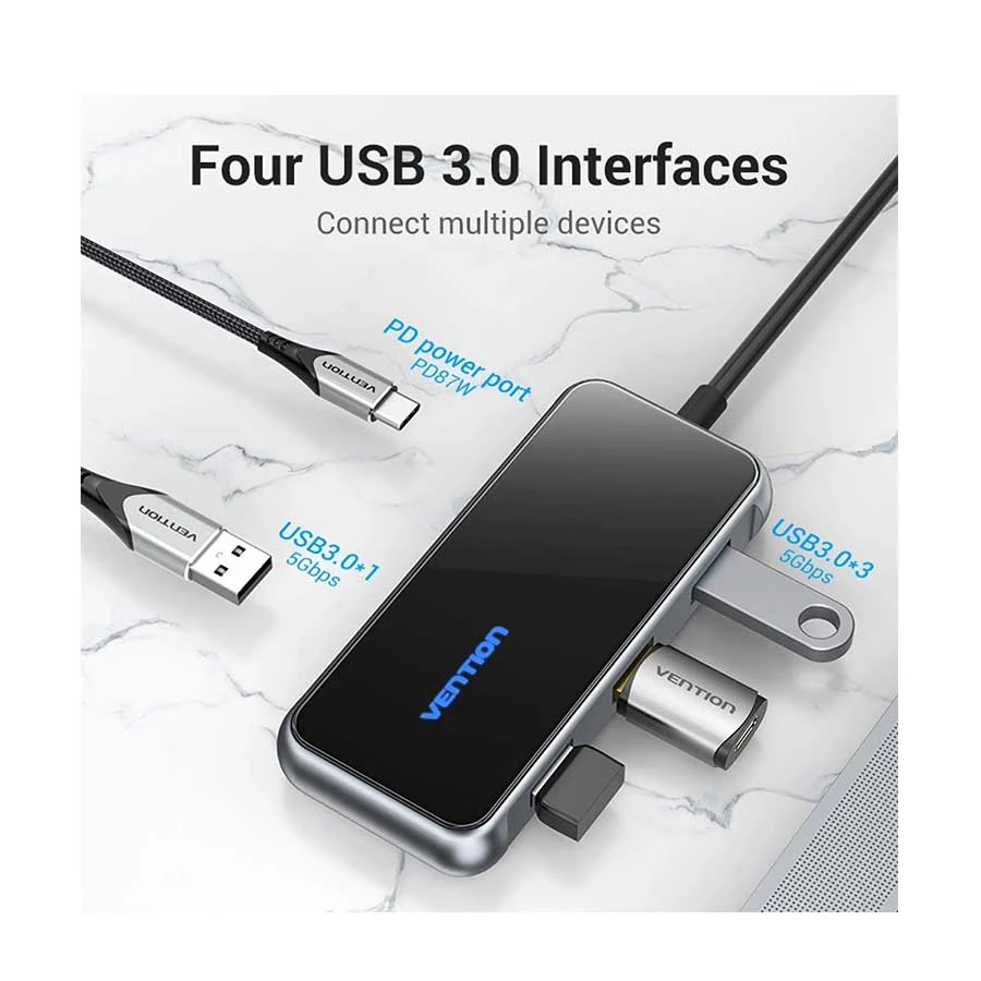 Vention TFDHB USB Type-C Male to Quad & PD Female Cable / Converter / HUB Price in Bangladesh