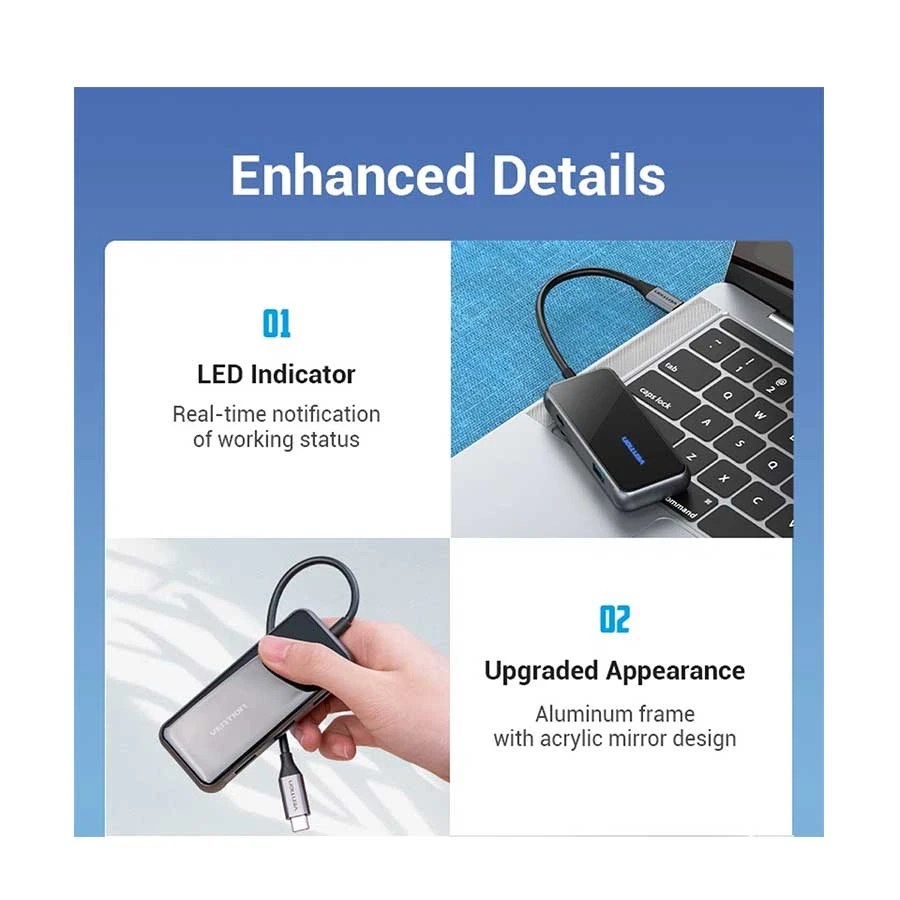 Vention TFDHB USB Type-C Male to Quad USB & PD Female Cable / Converter / HUB Price in BD