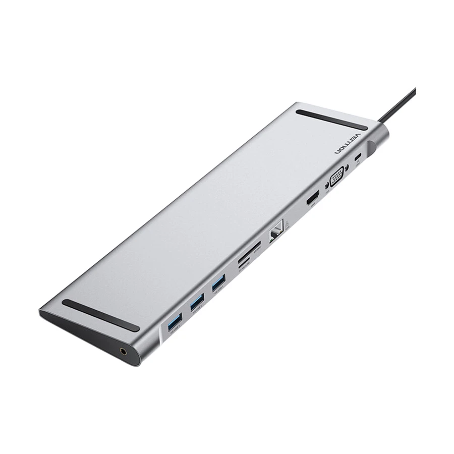 Vention THOHAH Type-C Male to Tri USB, HDMI, VGA, TF, SD, LAN, 3.5mm & PD Female Cable / Converter / HUB