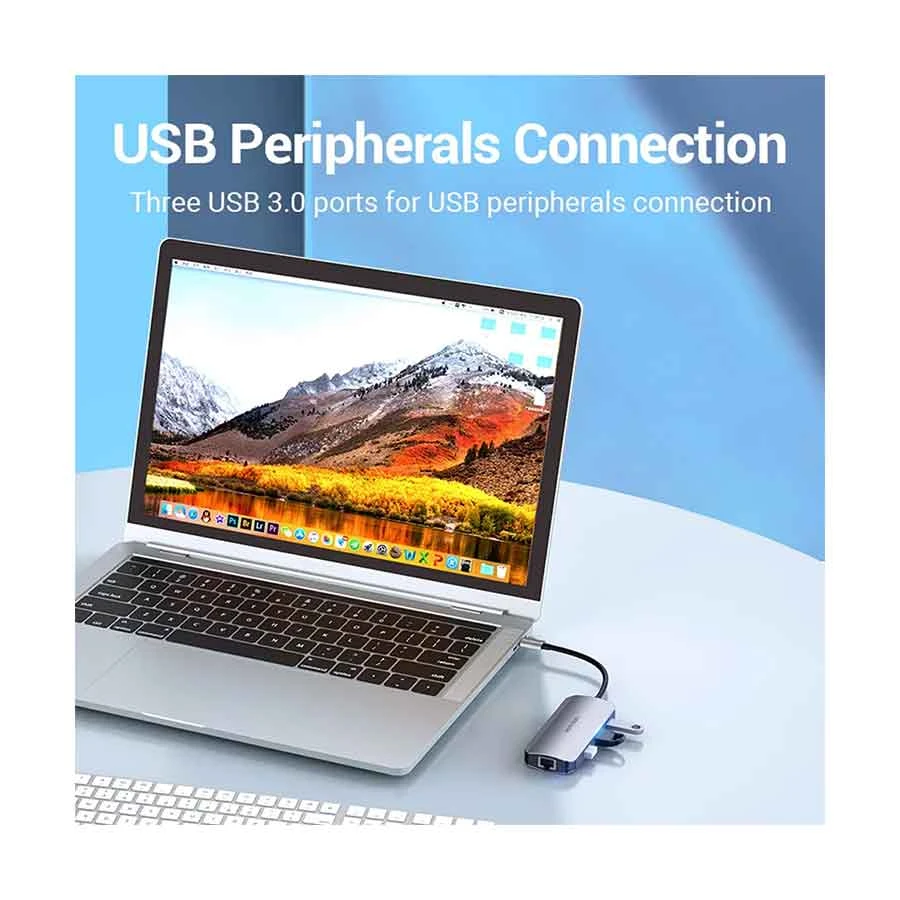 Vention TOHHB Type-C Male to Tri USB, Type-C & LAN Female Cable / Converter / HUB