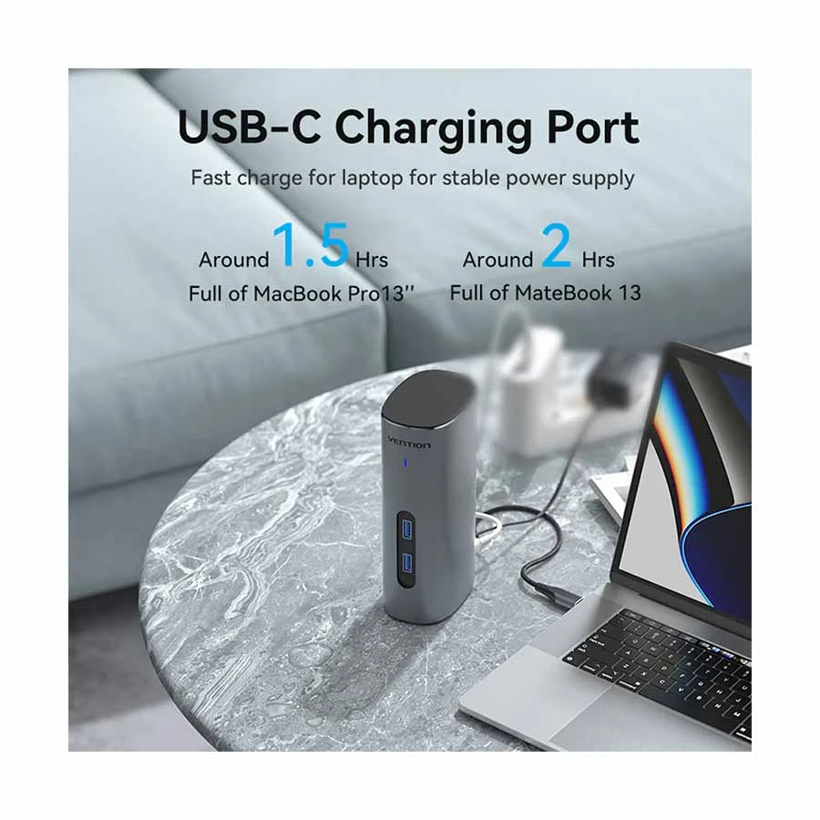 Vention TPJH0-EU Type-C Male to Tri USB, Dual Type-C, HDMI, VGA, TF, SD, LAN, 3.5mm, DC & PD Female Type-C Converter specifications