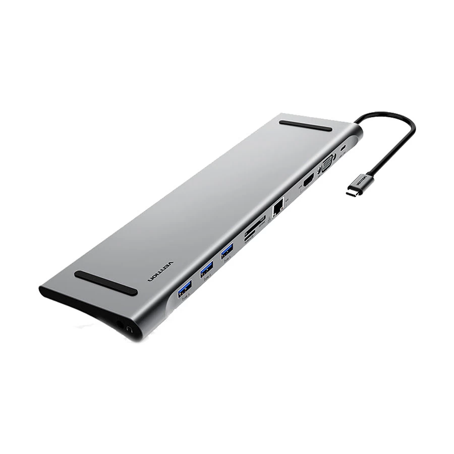 Vention THOHAH Type-C Male to Tri USB, HDMI, VGA, TF, SD, LAN, 3.5mm & PD Female Cable / Converter / HUB Price in Bangladesh