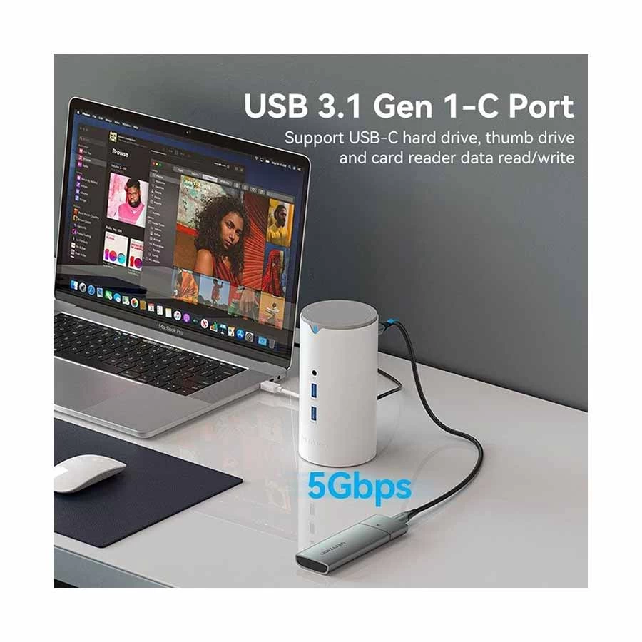 Vention TPHWC-EU Type-C Male to Tri USB, Type-C, HDMI, VGA, TF, SD, LAN, 3.5mm, DC & PD Female All Brands in BD