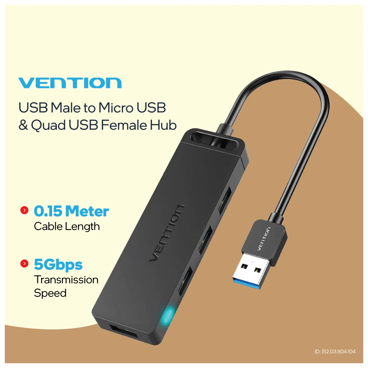 Vention CHLBF USB Male to Micro & Quad Female USB HUB Best Price
