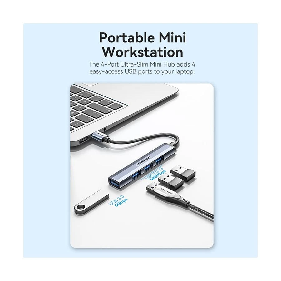 Vention CKOHB USB Male to Quad USB Female Cable / Converter / HUB