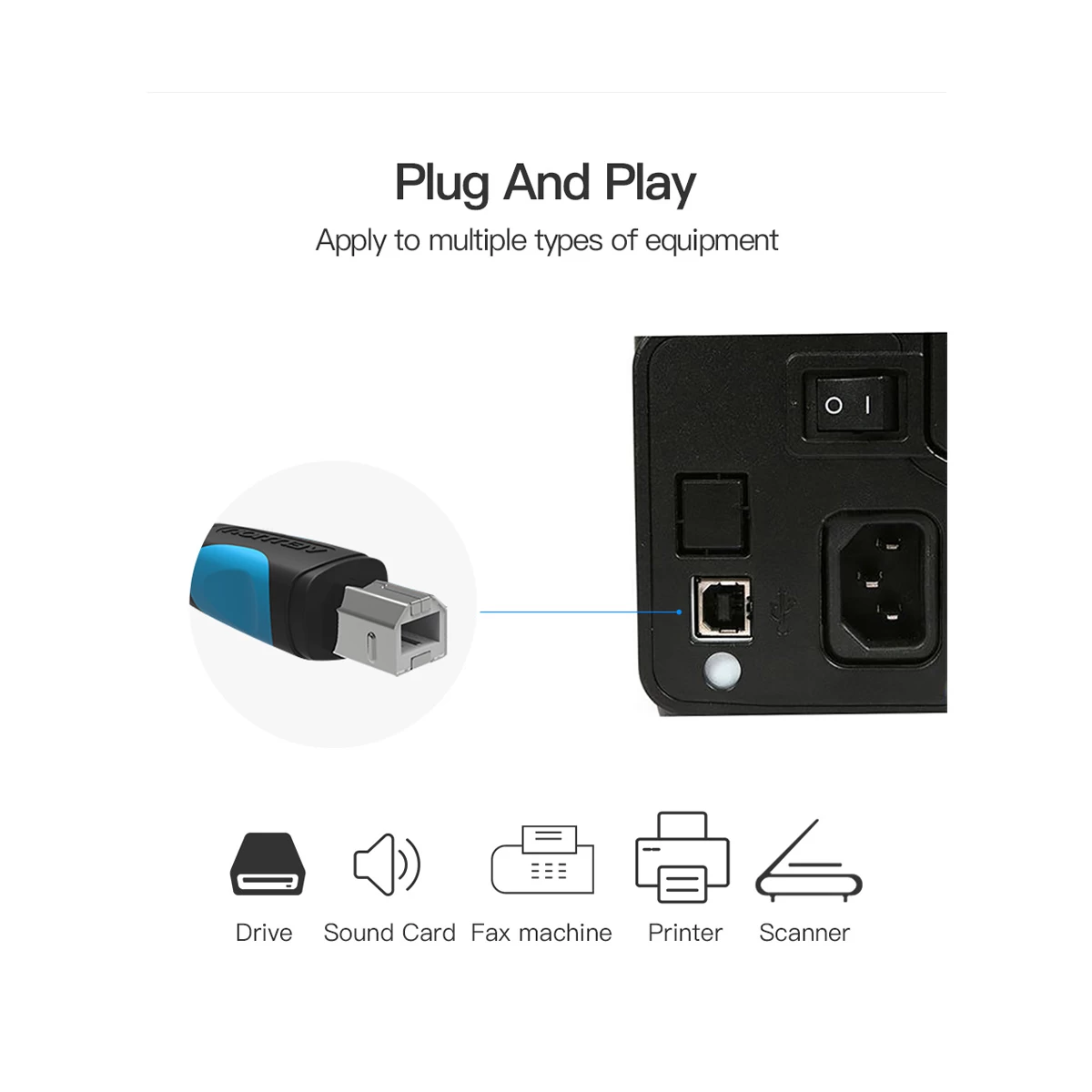 Vention VAS-A16-B1000 USB Type-A Male to Type-B USB Cable Best Price